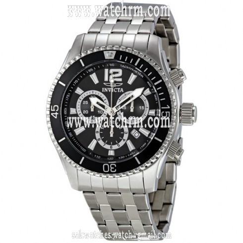 Invicta II Sport Chronograph Tachymeter Diver Black Dial Stainless Steel Men's Watch 0621