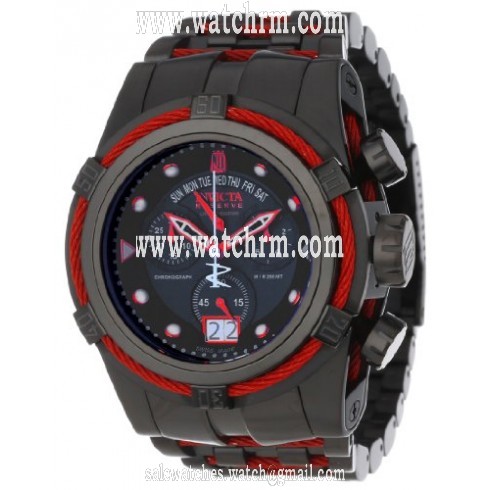 Invicta Jason Taylor Bolt Chronograph Black Dial Black Ion-plated Red Wire Men's Watch 12950