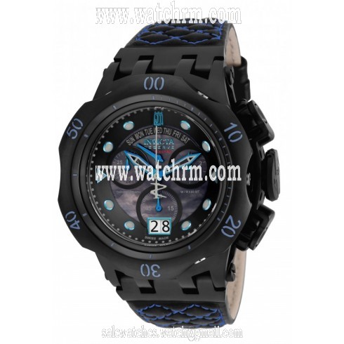 Invicta Jason Taylor Chronograph Black Dial Black and Blue Leather Men's Watch 17182