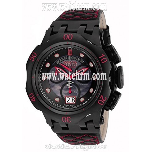 Invicta Jason Taylor Chronograph Black Dial Black and Red Leather Men's Watch 17183
