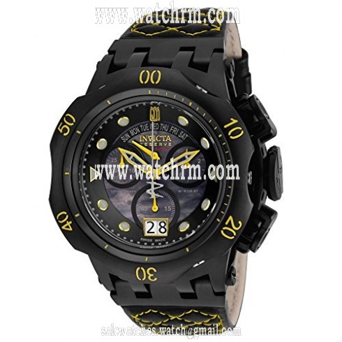 Invicta Jason Taylor Chronograph Black Dial Black and Yellow Leather Men's Watch 17184