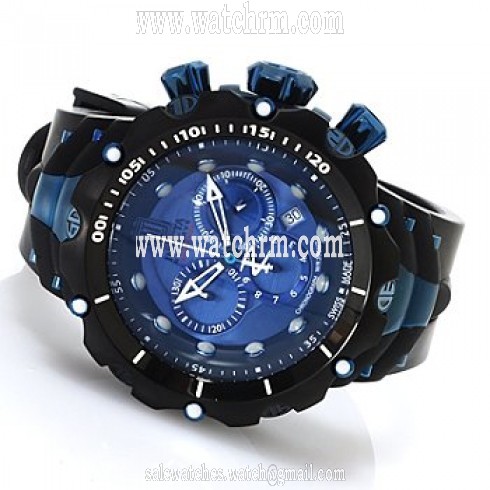 Invicta Jason Taylor Chronograph Blue Dial Black PVD Polyurethane Men's Watch 14417