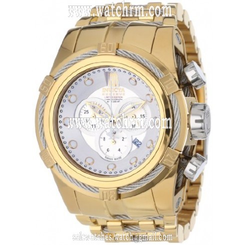 Invicta Jason Taylor Chronograph Silver Dial 18kt Gold-plated Men's Watch 12953