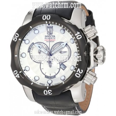 Invicta Jason Taylor Chronograph Silver Dial Black Leather Men's Watch 12962