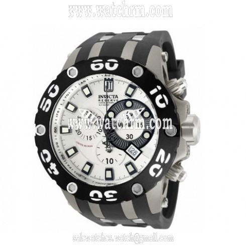 Invicta Jason Taylor Chronograph Silver Dial Black Rubber Men's Watch 12948