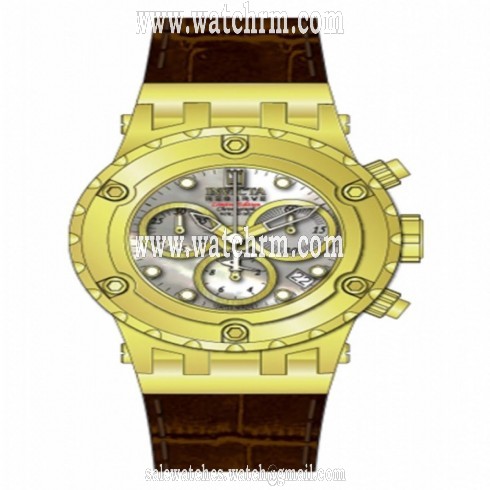 Invicta Jason Taylor Chronograph Silver Dial Brown Leather Ladies Watch 14605
