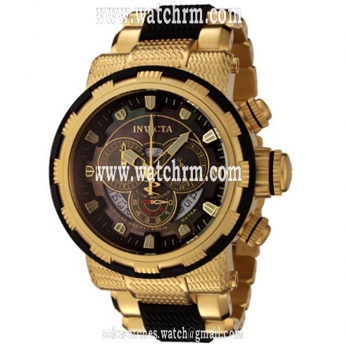 Invicta Jason Taylor  Reserve Chronograph Black Dial Gold-plated Black Polyurethane Men's Watch 6662