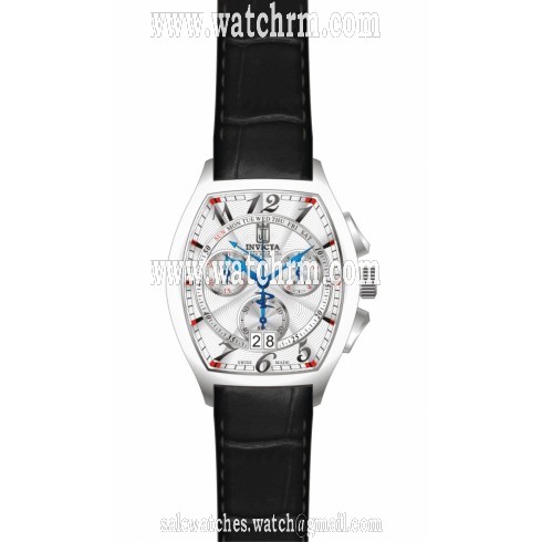 Invicta Jason Taylor Vintage Chronograph Silver Dial Black Leather Men's Watch 14695