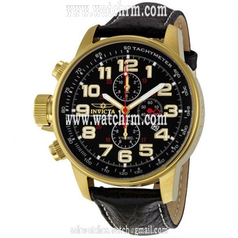 Invicta Lefty Chronograph Black Dial Gold-tone Stainless Steel Unisex Watch 3330