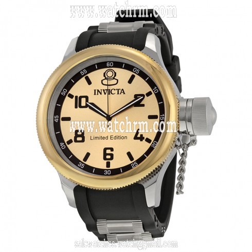 Invicta Limited Edition Russian Diver Gold Dial Black Polyurethane Men's Watch with 1 Slot Yellow Invicta Box ILE1438ASYB