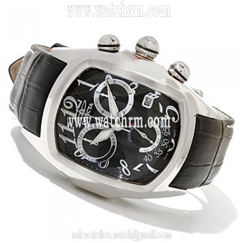 Invicta Lupah Chronograph Black Dial Stainless Steel Black Leather Men's Watch 13000
