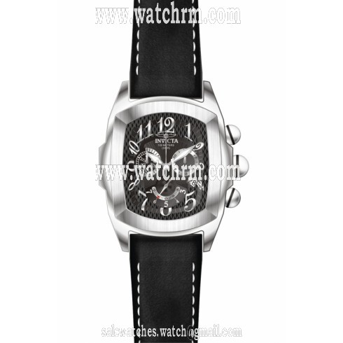 Invicta Lupah Chronograph Black Dial Stainless Steel Black Leather Men's Watch 13691