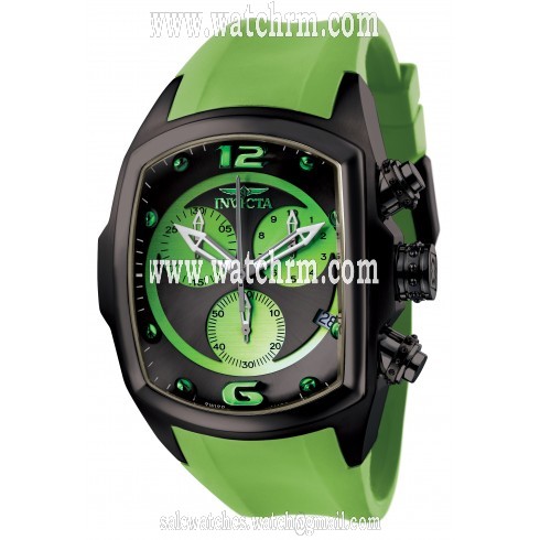 Invicta Lupah Chronograph Black Ion-Plated Light Green Rubber Men's Watch 6725