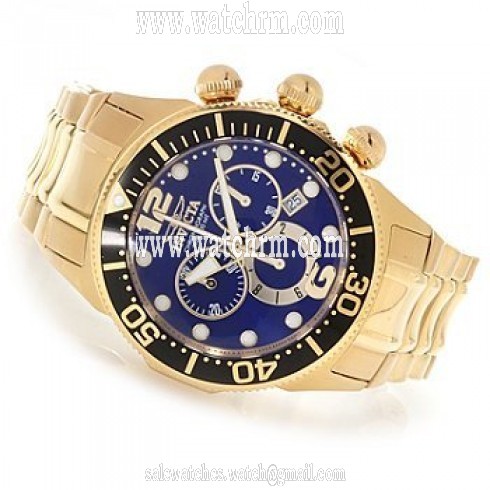 Invicta Lupah Chronograph Blue Dial Gold-tone PVD Stainless Steel Men's Watch 14205