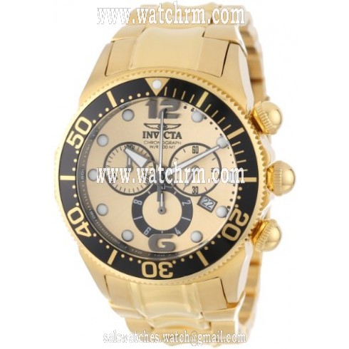 Invicta Lupah Chronograph Gold-tone Dial Gold Ion-plated Stainless Steel Men's Watch 14204