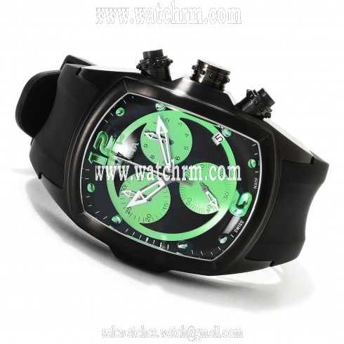 Invicta Lupah Chronograph Green Dial Black Polyurethane Band Men's Watch 14012