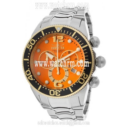 Invicta Lupah Chronograph Orange Dial Stainless Steel Men's Watch 14200