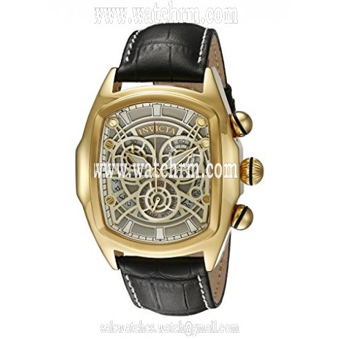 Invicta Lupah Chronograph Silver Dial Black Leather Men's Watch 18840