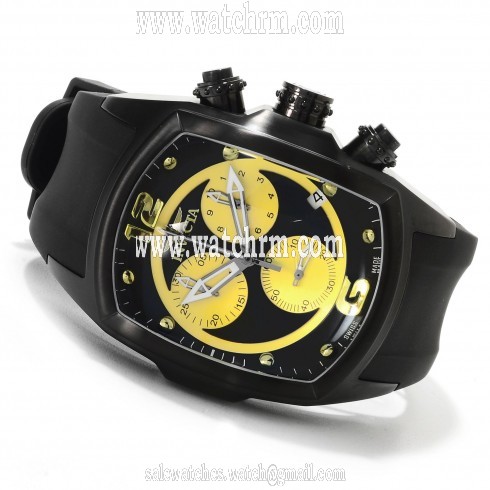 Invicta Lupah Chronograph Yellow Dial Black Polyurethane Band Men's Watch 14013