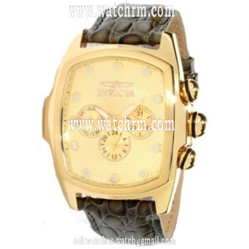 Invicta Lupah Gold Dial Brown Leather Men's Watch 0068