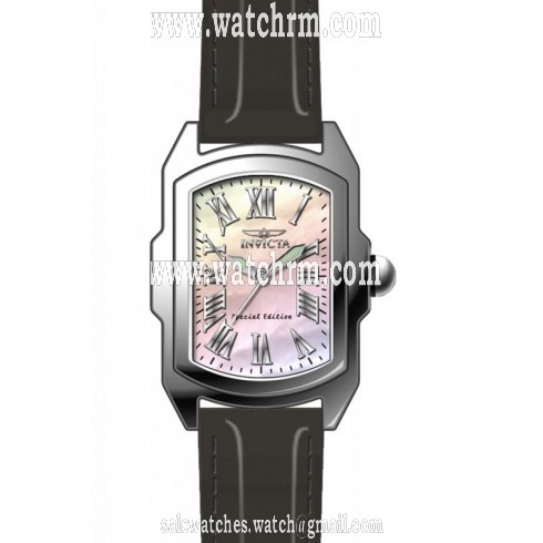 Invicta Lupah Mother of Pearl Dial Black Leather Ladies Watch 20456
