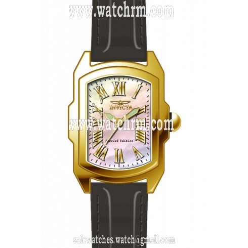 Invicta Lupah Mother of Pearl Dial Black Leather Ladies Watch 20457