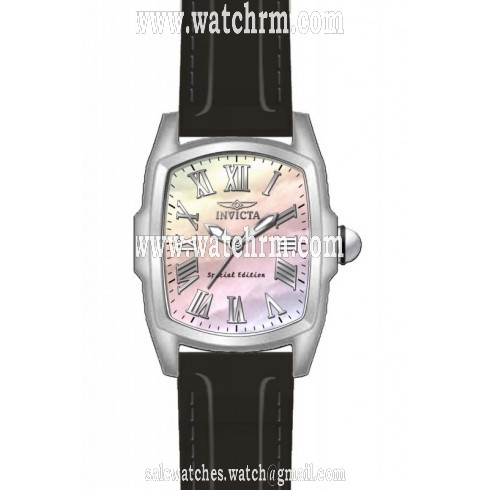 Invicta Lupah Mother of Pearl Dial Black Leather Ladies Watch 20458