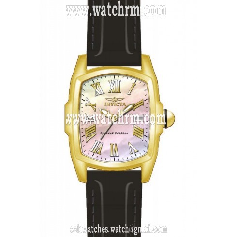 Invicta Lupah Mother of Pearl Dial Black Leather Ladies Watch 20459