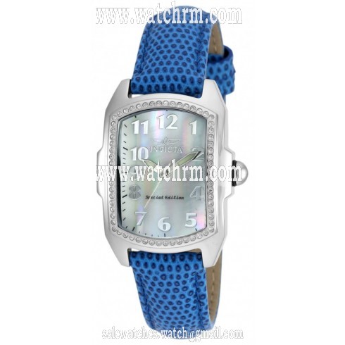Invicta Lupah Mother of Pearl Dial Blue Leather Ladies Watch 19520