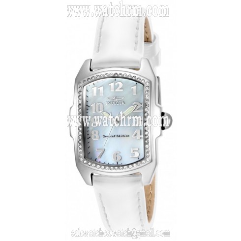 Invicta Lupah Special Edition Mother of Pearl Dial White Leather Ladies Watch 13612