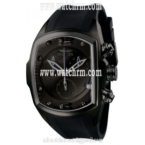Invicta Men's Lupah Chronograph Black Dial Black Ion-plated Black Rubber Watch 6724