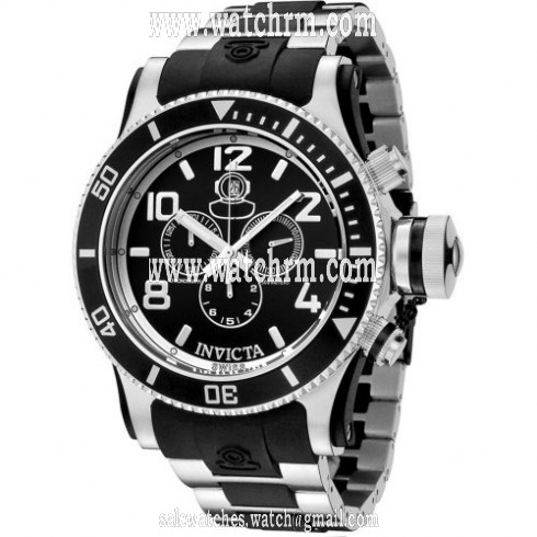 Invicta Men's Russian Diver Collection Chronograph Stainless Steel Black Rubber Watch 6631