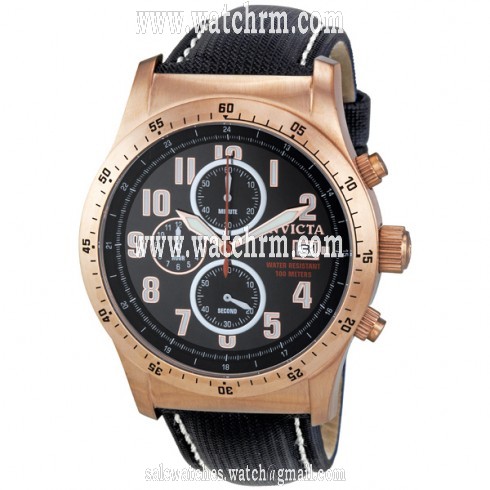 Invicta Military Chronograph Rose Gold-tone Black Dial Men's Watch 1319