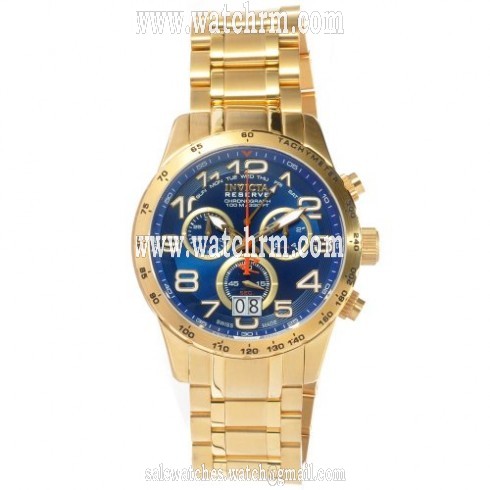 Invicta Military Reserve Chronograph Blue Dial Gold-plated Men's Watch 10741