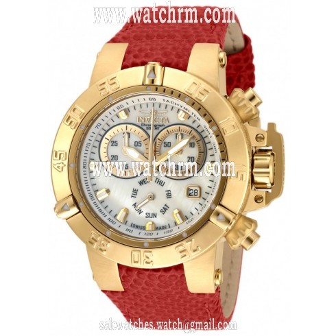 Invicta Mother of Pearl Dial Red Leather Men's Chronograph Watch 18294