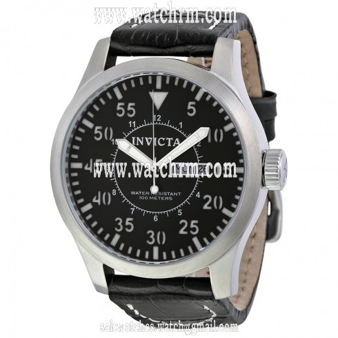 Invicta Outdoor Specialty Black Dial Stainless Steel Leather Men's Watch 11188