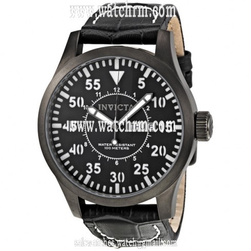 Invicta Outdoor Specialty Black Dial Stainless Steel Leather Men's Watch 11204