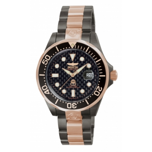 Invicta Pro Diver Automatic Black Carbon Fiber Dial Two-tone Men's Watch 10643