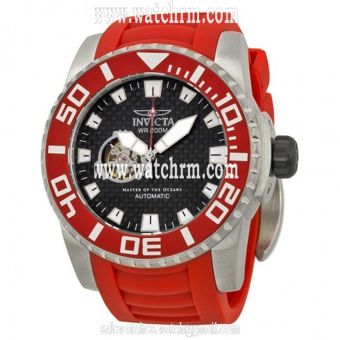 Invicta Pro Diver Automatic Black Dial Red Polyurethane Men's Watch 14681
