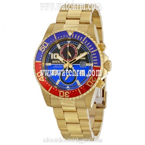 Invicta Pro Diver Black and Blue Dial 18kt Gold-plated Men's Watch 18519