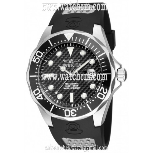 Invicta Pro Diver Black Carbon Dial Black Polyurethane Men's Watch 12558