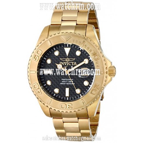 Invicta Pro Diver Black Carbon Dial Gold-plated Men's Watch 15191