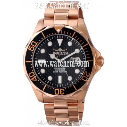 Invicta Pro Diver Black Carbon Fiber Dial 18kt Rose Gold-plated Men's Watch