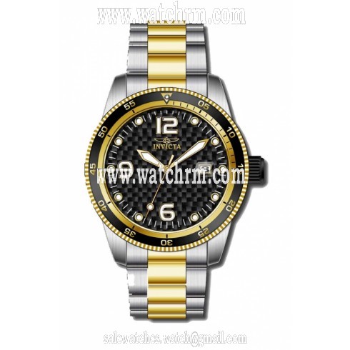 Invicta Pro Diver Black Carbon Fiber Dial Two-tone Gold-tone Stainless Steel Men's Watch 14113