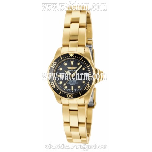 Invicta Pro Diver Black Dial 18kt Gold Ion-plated Ladies Watch 14986