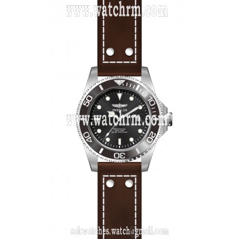 Invicta Pro Diver Black Dial Black Bezel Brown Leather Men's Watch 22069