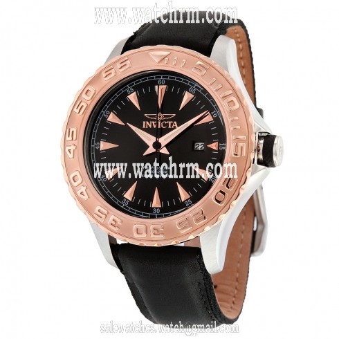 Invicta Pro Diver Black Dial Black Leather Men's Watch 12617