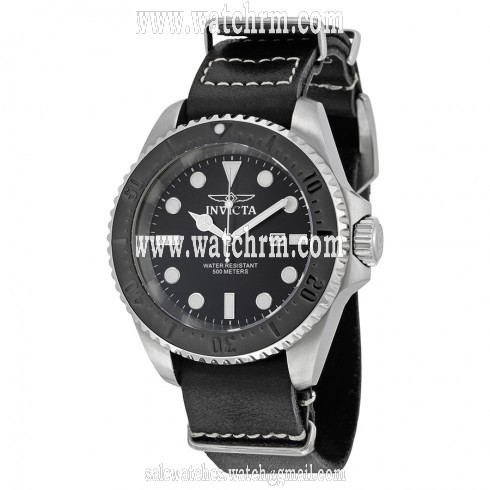 Invicta Pro Diver Black Dial Black Leather Men's Watch 17579
