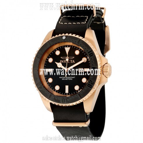 Invicta Pro Diver Black Dial Brown Leather Men's Watch 17582