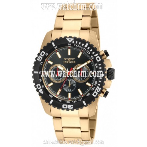 Invicta Pro Diver Black Dial Gold Tone Men's Chronograph Watch 19846